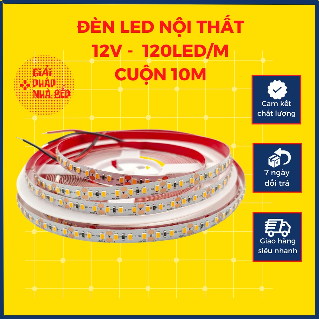Dây đèn Led dán dùng cho nội thất 12V cuộn dài 10M gồm 120 bóng mét cho một mét | chuyên dùng cho tủ bếp và nội thất