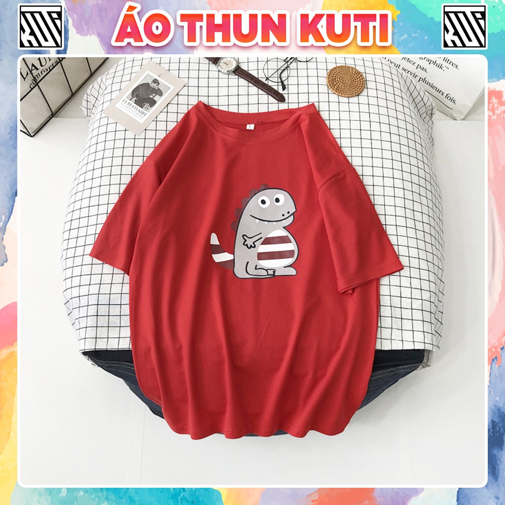 Áo Thun Tay Lỡ Khủng Long Unisex Kuti Basic Tee Phông Trơn Nam Nữ Form Rộng Oversize 6 Màu Phong Cách Ulzzang Hàn Quốc