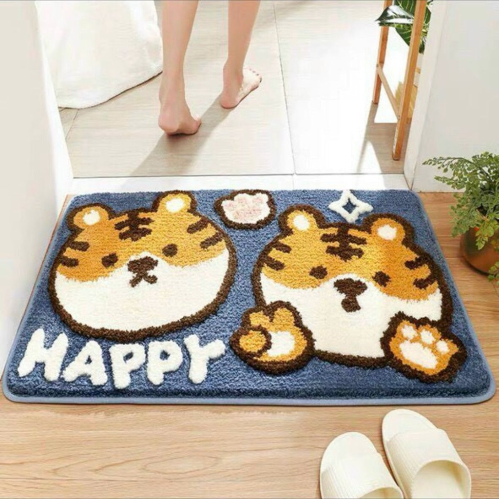 Thảm Lau Chân Lông Cừu, Thảm Chùi Chân Lông Xù 3D Hình Dễ Thương Thấm Hút Cực Tốt
