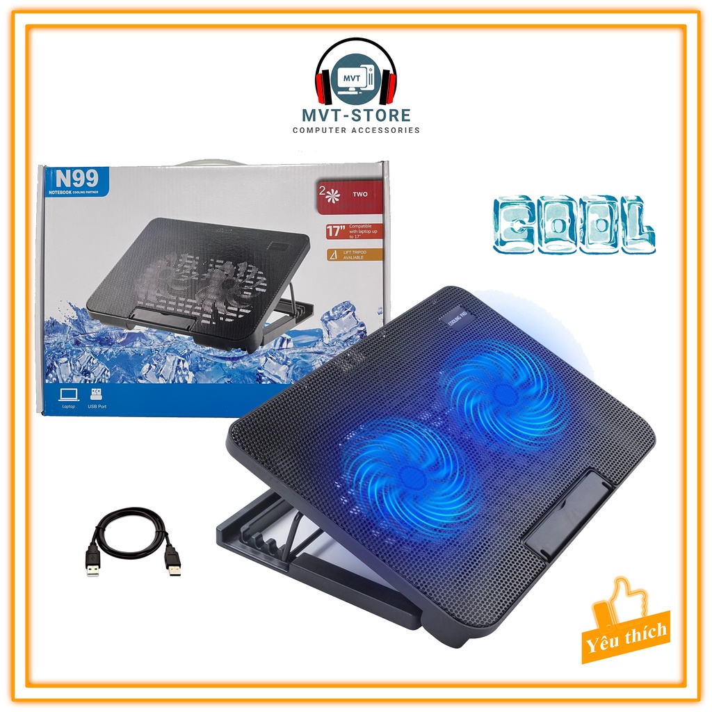 Đế tản nhiệt laptop máy tính macbook COOLER MASTER N99 17 inch 2 quạt MVT Store TN99