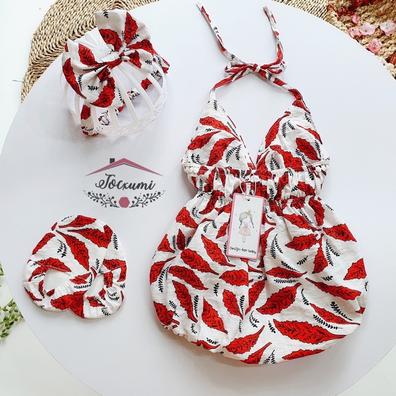 Body yếm lá đỏ ren bi xinh yêu - Tocxumi