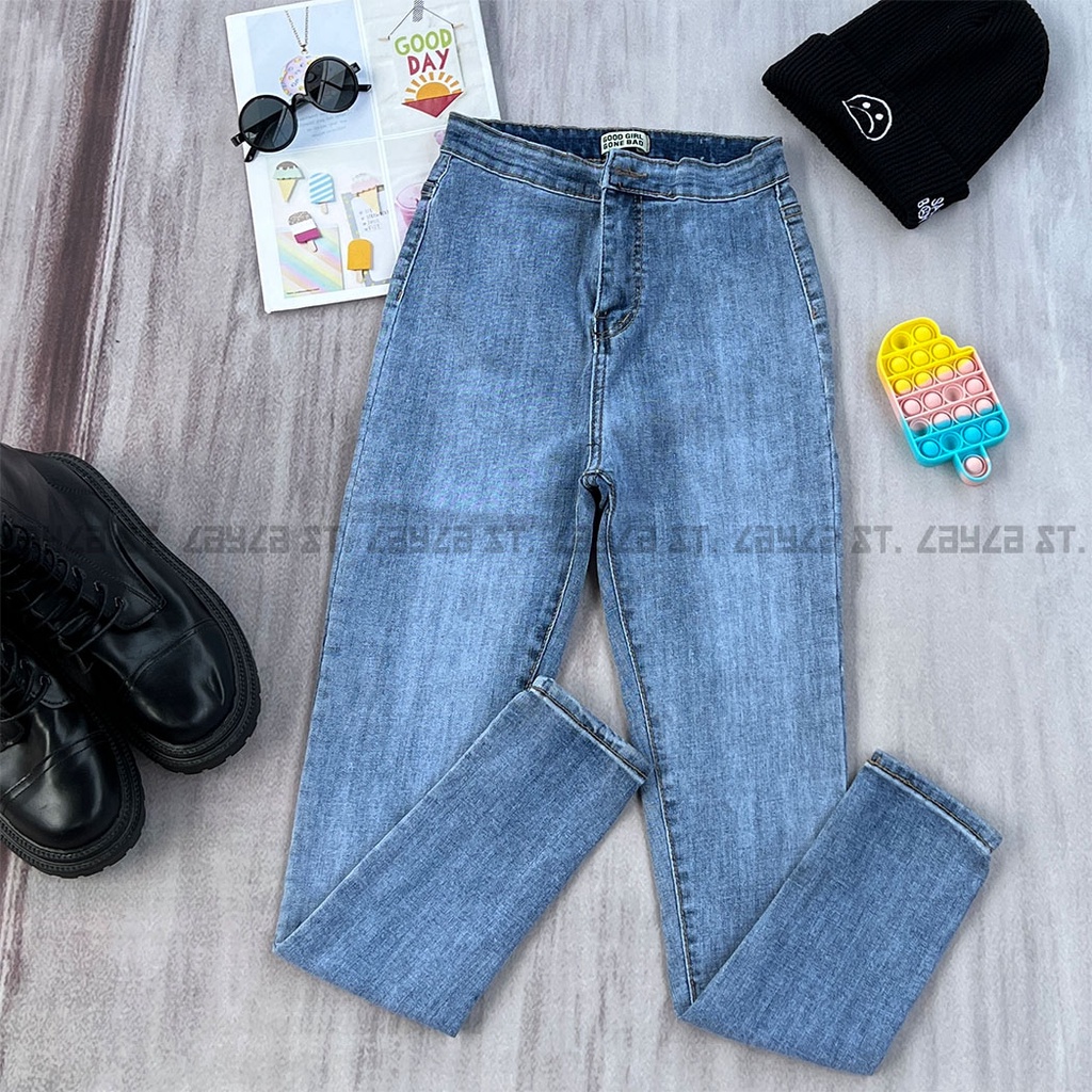 Quần Jean Nữ Skinny Không Túi Co Giãn Form Chuẩn, Jean Dài Trơn Ôm Cạp Cao Chất Bò Cao Cấp Hàn Quốc Ulzzang