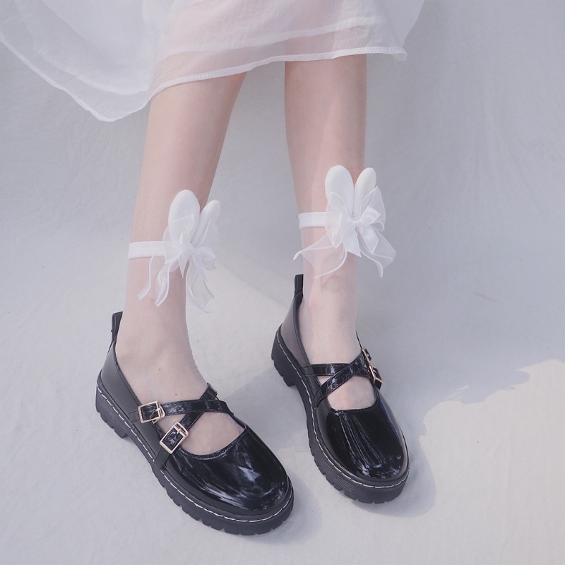 Xiangbao Vớ Sợi Thủy Tinh Lụa Thủy Tinh Phối Tai Thỏ Phong Cách Lolita Cho Nữ