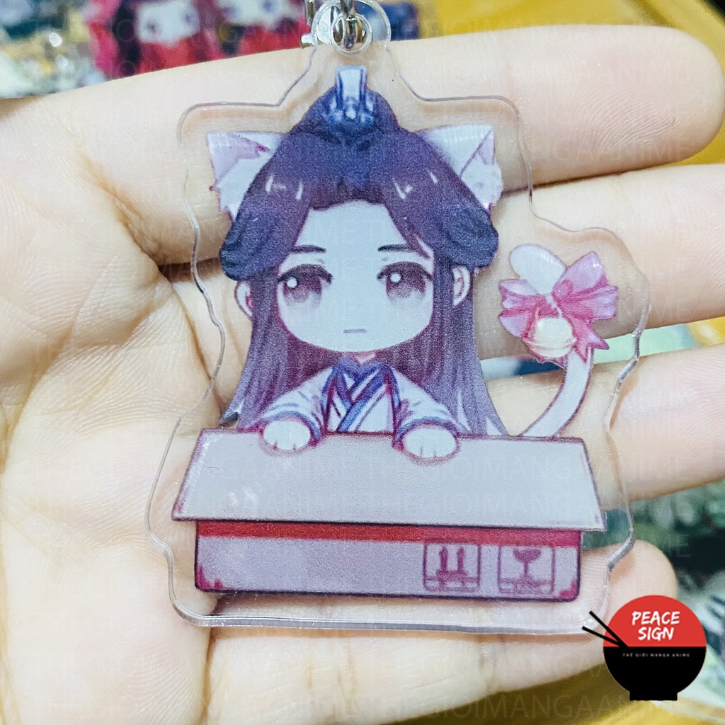 ( Mica trong acrylic ) Móc khóa HUSKY VÀ SƯ TÔN MÈO TRẮNG CỦA HẮN quà tặng xinh xắn dễ thương in hình anime chibi