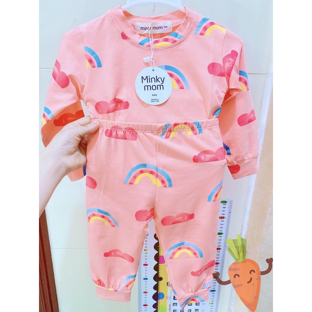 SALE!!! Bộ Dài Tay Cotton Minky Mom Họa Tiết Cầu Vồng - Gấu Trúc - Khủng Long Dễ Thương Cho Bé MKM08