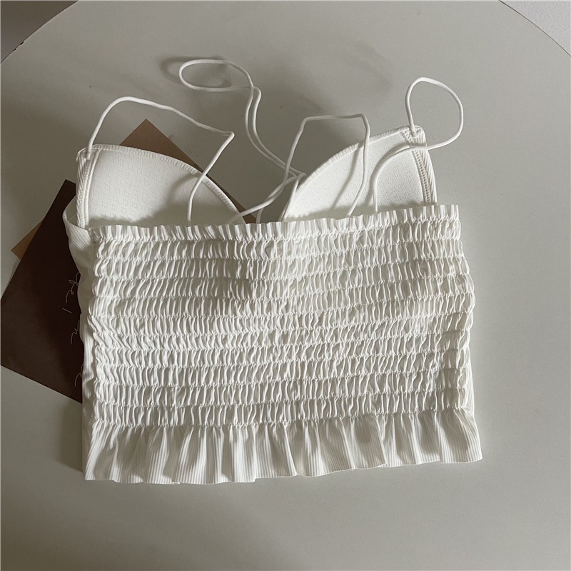 Áo croptop Xiaozhainv hai dây màu trơn có đệm ngực thời trang mùa hè quyến rũ cho nữ
