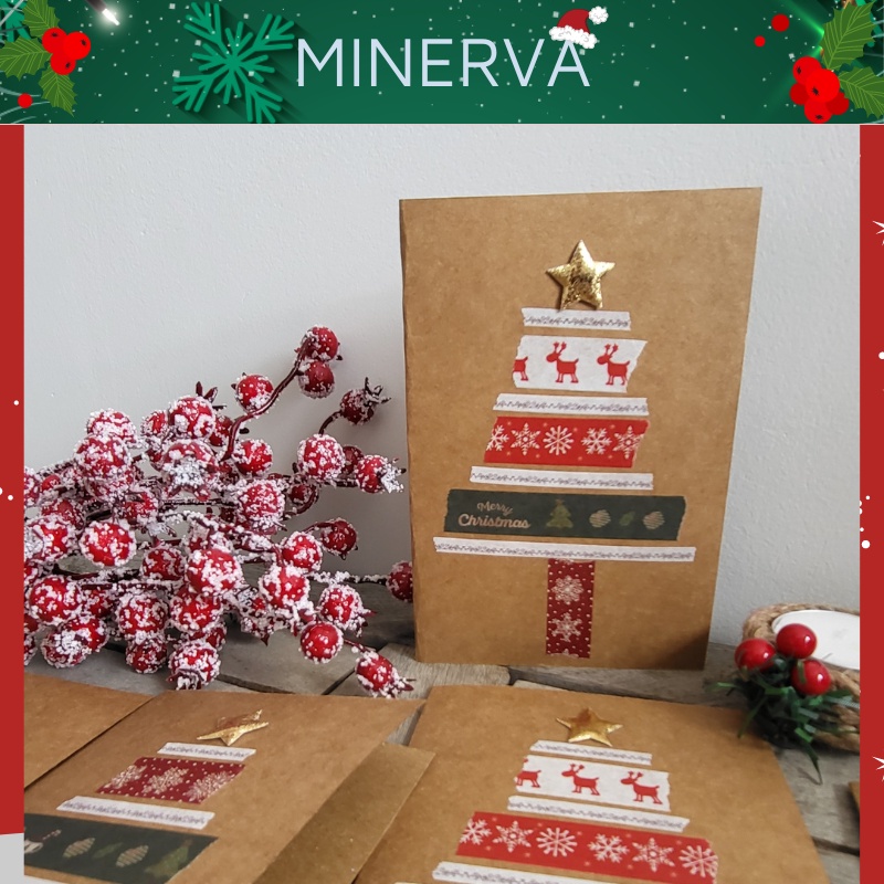 [CHRISTMAS] Thiệp giáng sinh dạng gấp làm quà tặng chúc mừng , lễ hội , kỉ niệm , cảm ơn phong cách giáng sinh màu nâu