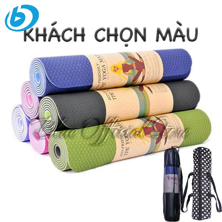 Thảm Tập YOGA ,GYM - Thảm YOGA - TPE Cao Cấp Chống Trơn Trượt 2 Lớp 6mm Chính Hãng Bảo Hành 365 Ngày - Tặng Kèm Túi.