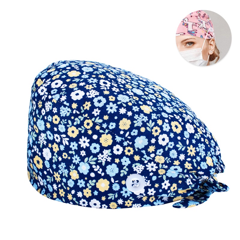 Mũ Phẫu Thuật Chất Liệu Cotton Nguyên Chất Họa Tiết Hoạt Hình Phối Dây Cột Có Nút Điều Chỉnh Tiện Lợi