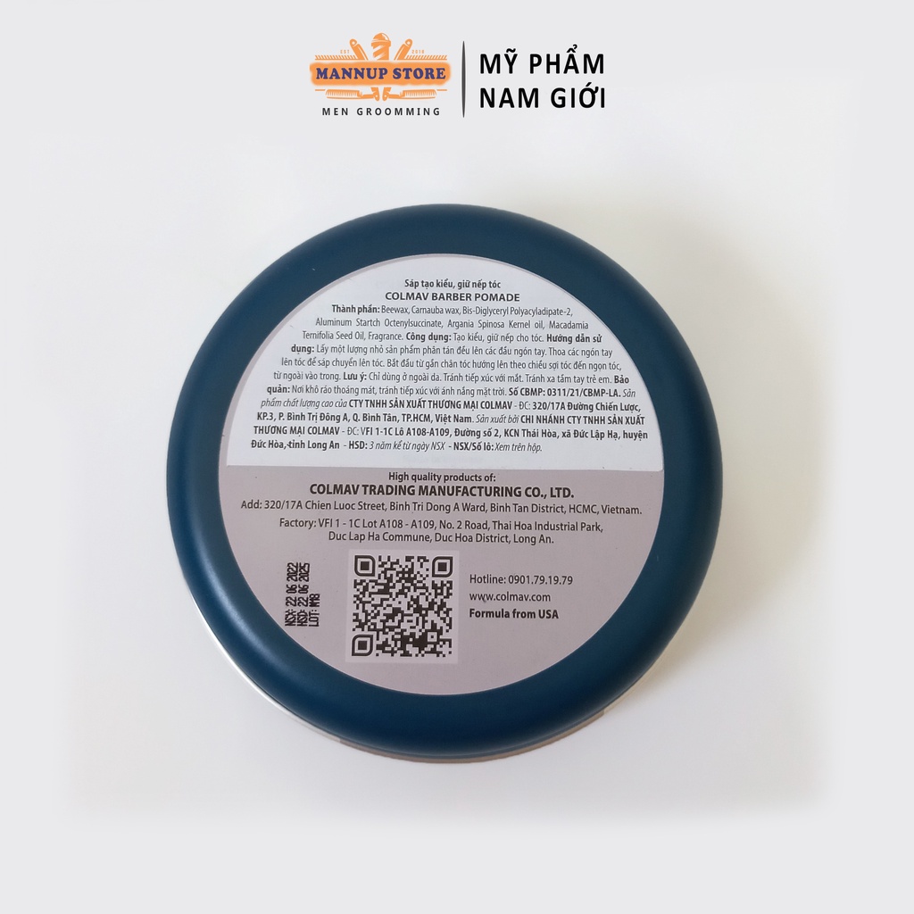 Sáp Vuốt Tóc  Colmav Barber Pomade Gốc Dầu 56g/116g