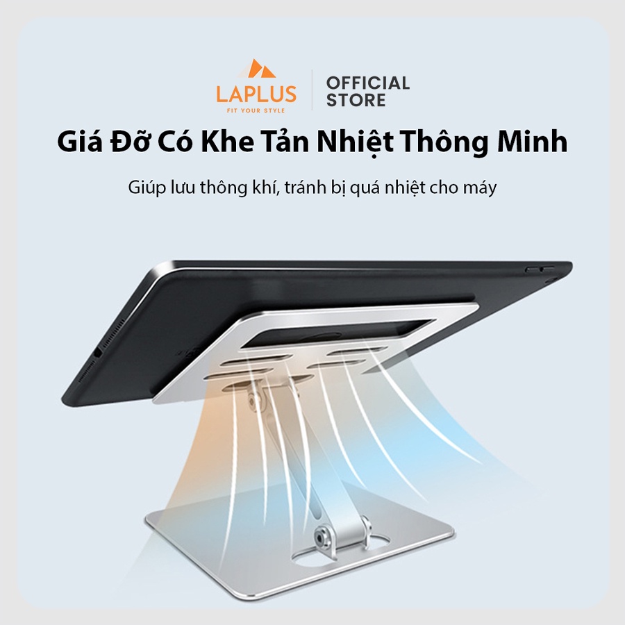 Giá Đỡ Máy Tính Bảng Kim Loại Cao Cấp - Có Khe Tản Nhiệt, Đệm Chống Trượt - Phù Hợp Giải Trí, Làm Việc, Học Online