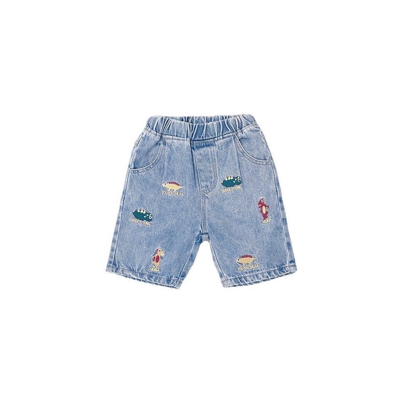 Quần Short Jean Thêu Hình Khủng Long Mới Cho Bé Trai