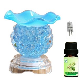 Đèn xông tinh dầu dáng tròn+ tặng 1 lọ tinh dầu và 1 bóng đèn thay thế
