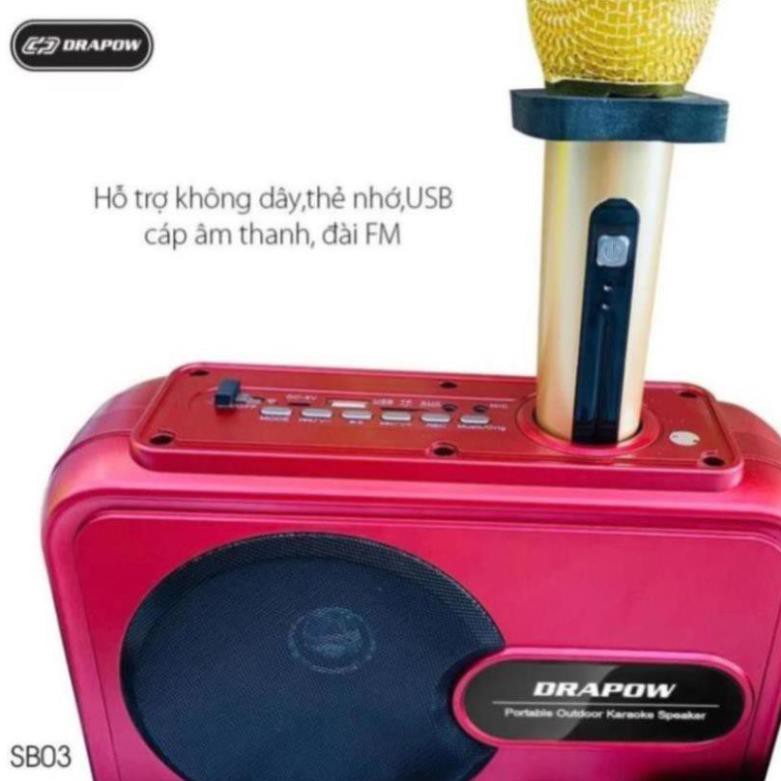 Loa Bluetooth Karaoke Drapow SB03 - SB02 kèm Micro -  Loa di động không dây Bảo hành 6 tháng 1 đổi 1