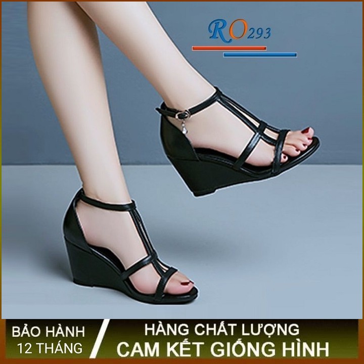 Giày sandal nữ cao gót 7p hàng hiệu rosata hai màu đen trắng ro293