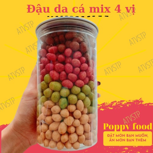 Đậu da cá mix 4 vị siêu ngon, đồ ăn vặt Poppy 480gr