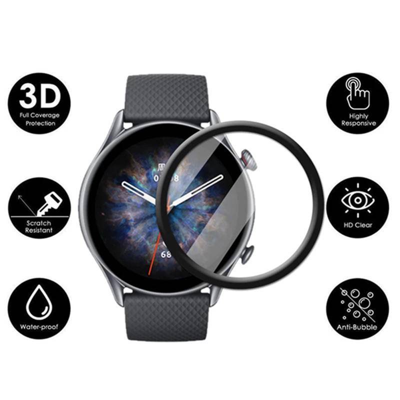Set 1-3 Miếng Dán Màn Hình Cong 3D Cho Đồng Hồ Thông Minh Huami Amazfit GTR 3 Pro