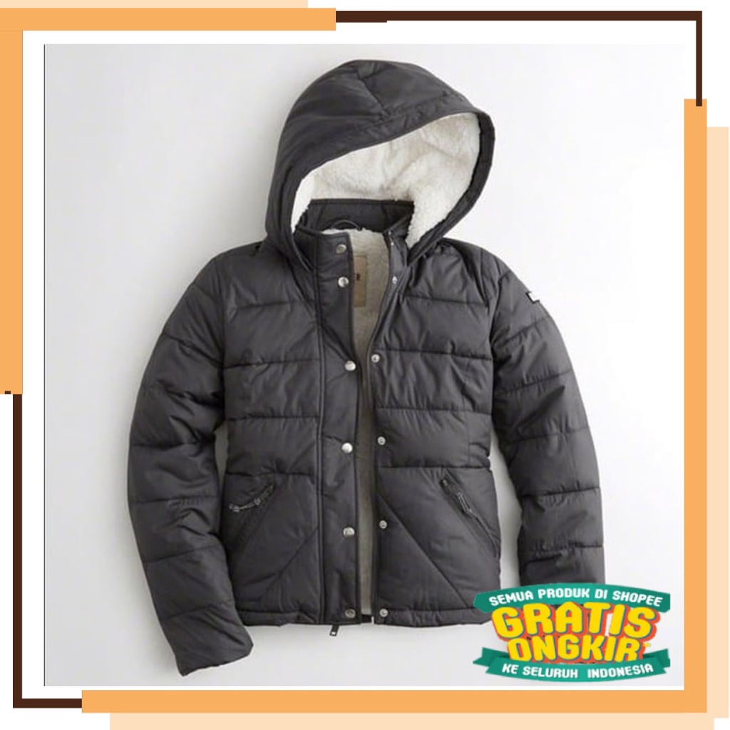 Áo Khoác Cotton Hàn Quốc RN443 Hollister Sherpa Line Có Mũ Trùm Đầu Phong Cách Hàn Quốc Cho Bts