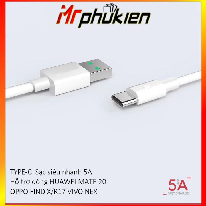 Cáp sạc nhanh 5A sạc nhanh cho Iphone, Huawei, Samsung, Oppo, Vivo, Realme - MrPhukien