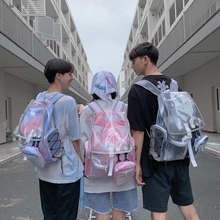 Balo Banawa 3 màu loang - Tie Dye See Thru Backpack (tặng full tag và giấy thơm) (Chuẩn cao cấp 1-1) vukita157