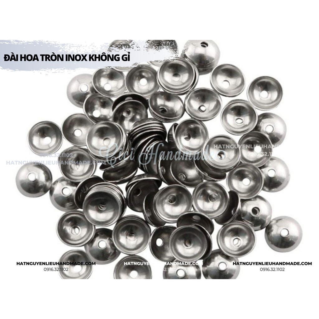 Túi 20c Đế hoa inox 304 không gỉ Cici Handmade hạt cườm nguyên liệu tự làm kẹp tóc đính kết váy hạt đá DIY