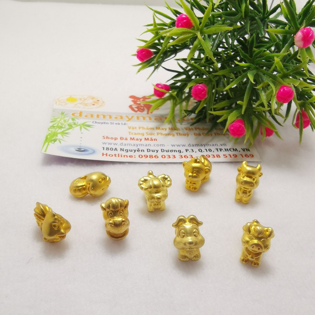 CHARM 12 CON GIÁP MẠ VÀNG 24K PHỐI VÒNG CHUỔI TRANG SỨC SANG TRỌNG Ý NGHĨA PHONG THUỶ PK83A12