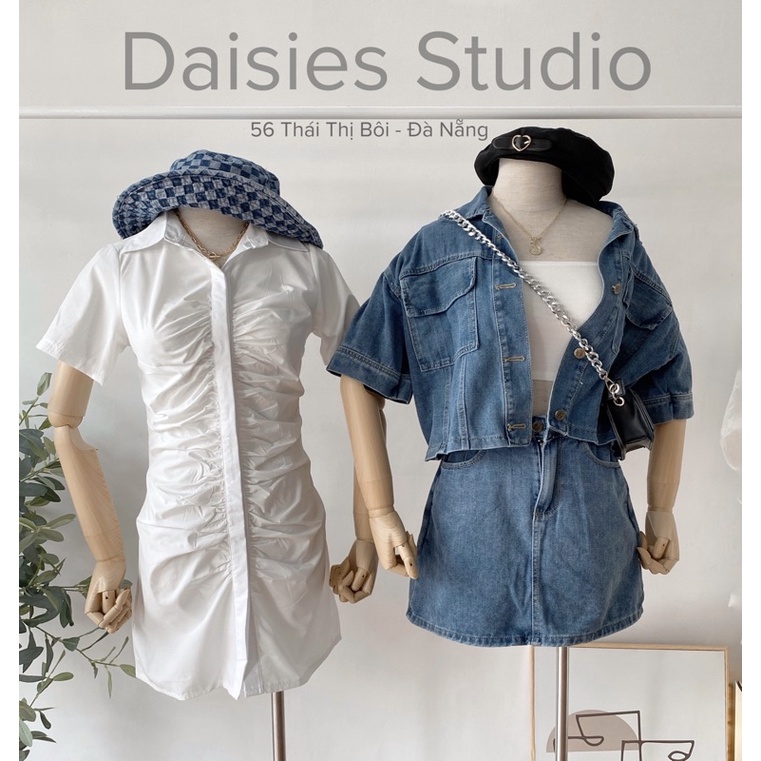 Set Bò Denim Cao Cấp (Hàng Loại 1) Áo Bò Tay Cộc Mix Chân Váy Hàng Quảng Châu