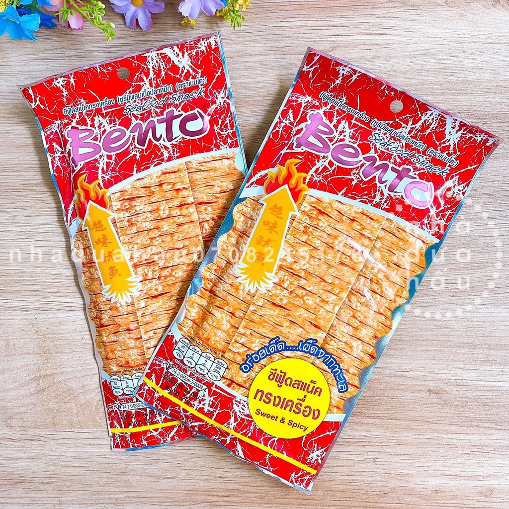 Một gói khô mực cán tẩm  cay Bento Thái Lan gói lớn 24gam
