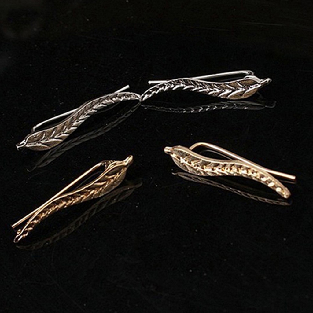 Cặp khuyên tai tạo hình chiếc lá dài độc đáo cho nữ