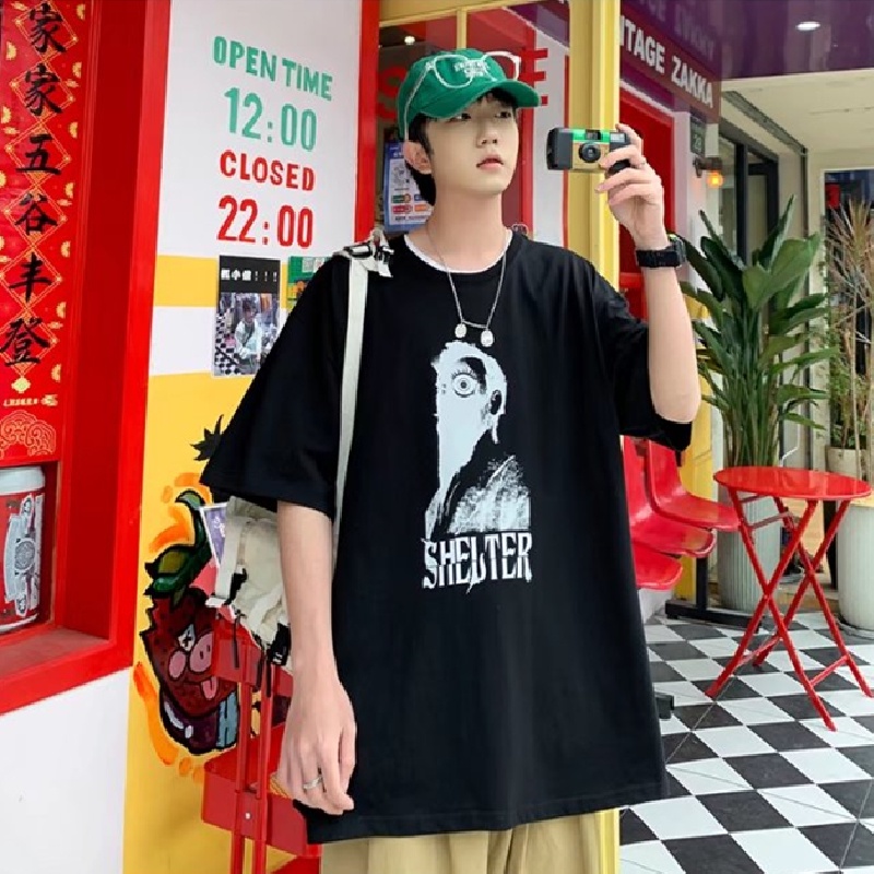 Áo Thun Tay Ngắn Dáng Rộng In Chữ Phong Cách Hip Hop Hàn Quốc Thời Trang Mùa Hè Cho Nam Size M-5XL