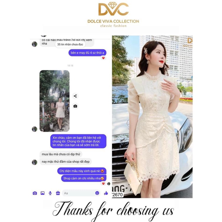 V2670 váy ren kem tiểu thư cổ bèo tay lỡ dáng A  váy kem ren nhún eo nữ tính
