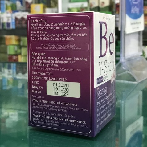 Be Y – Skin - Viên sáng da hỗ trợ giúp làm đẹp da, giúp da trắng sáng mịn màng, giảm nguy cơ lão hoá da (Lọ 45v)