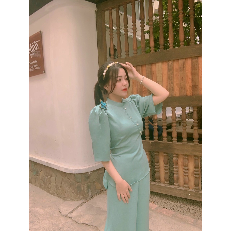 Đồ Lam Đi Chùa #Mẫu thêu Bướm# Quần Áo Nữ