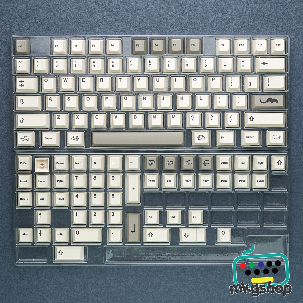 Keycap Ivory nhựa PBT dye-sub 122 nút bàn phím cơ in nhiệt cherry profile