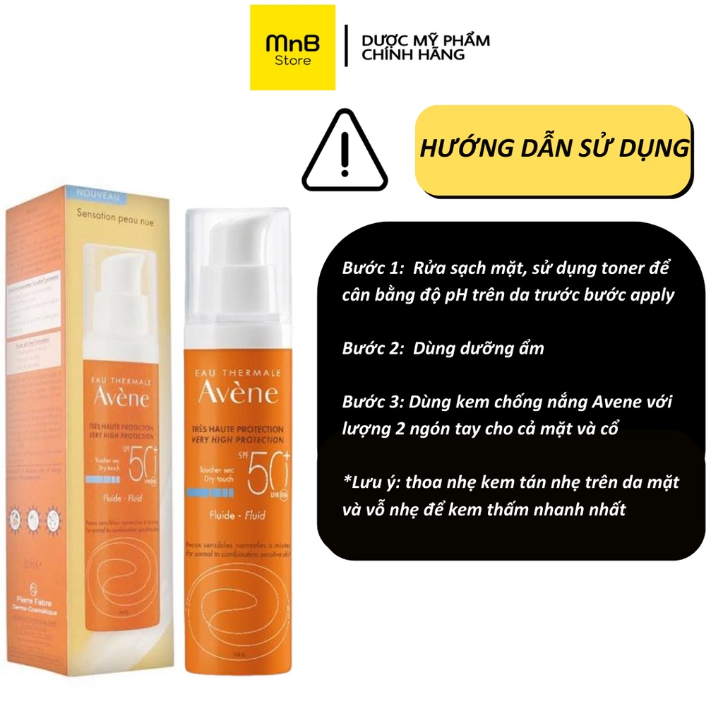 Kem chống nắng Avene Fluid Dry Touch khô thoáng không bết dính cho da dầu mụn nhạy cảm 50ml