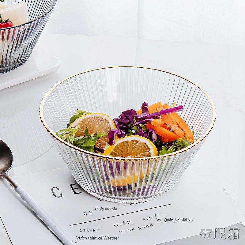 QNhật Bản bát thủy tinh pha lê sáng tạo trong suốt dễ thương bát salad trái cây bộ đồ ăn giá trị cao hiện đại gia dụng b
