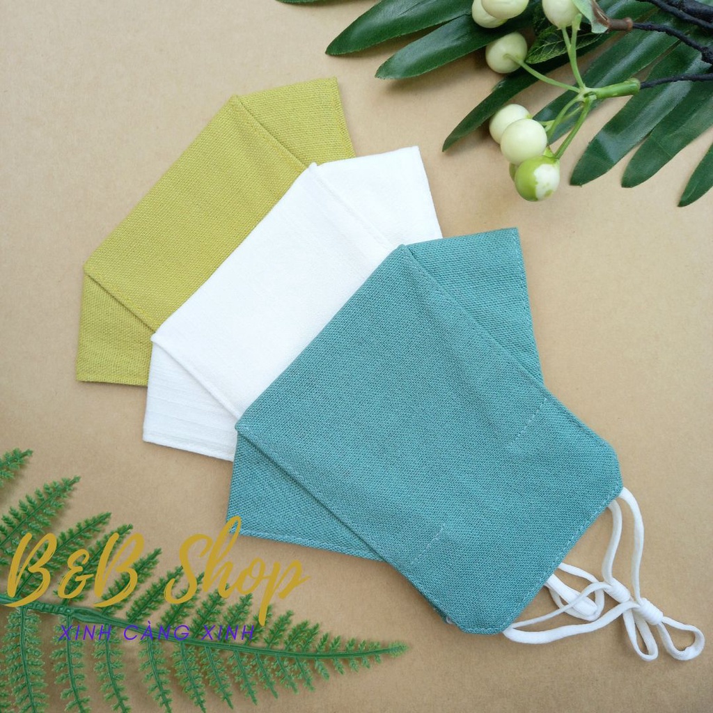 Combo 3 Khẩu trang cao cấp thời trang  3D-3Lớp Linen Cottot màu Đen - Xanh Tím - Da Trời ,mịn mát, tái sử dụng nhiều lần