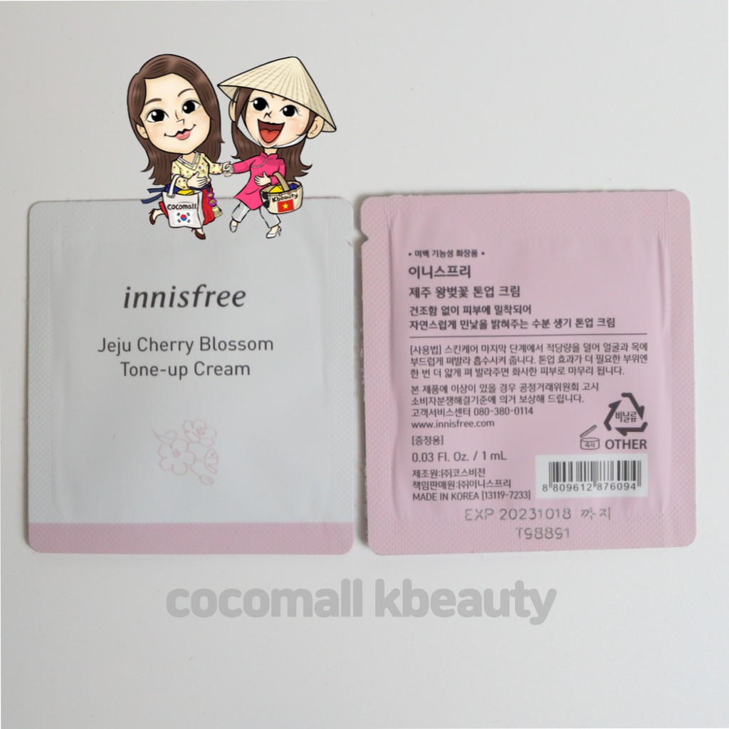 Gói Sample Kem Dưỡng Trắng, Nâng Tone Màu Da Innisfree Jeju Cherry Blossom Tone Up Cream 1ml cocomallkbeauty | BigBuy360 - bigbuy360.vn