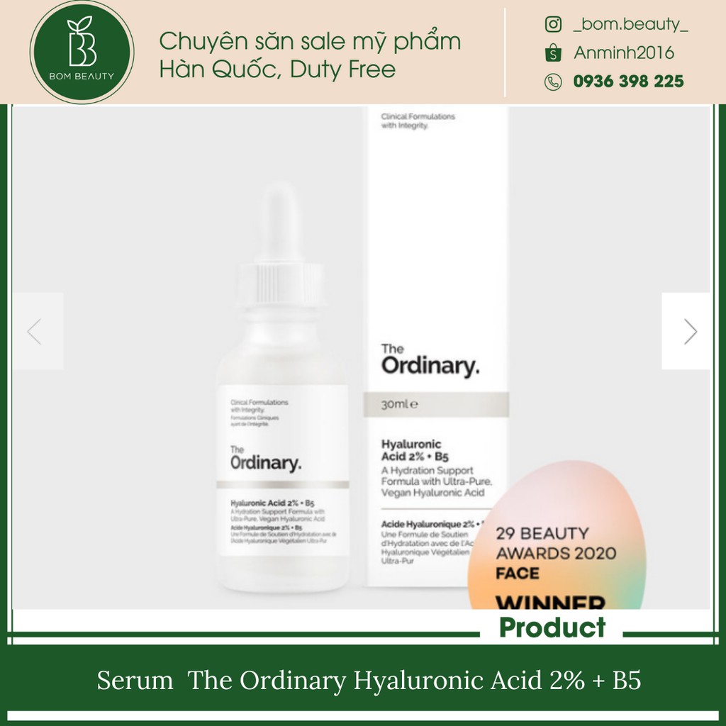 Serum phục hồi và tái tạo da The Ordinary Hyaluronic Acid 2% + B5 | BigBuy360 - bigbuy360.vn