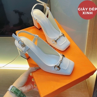 Sandal mũi vuông da mềm khoá sắt cao cấp gót 6p Chuyên Sỉ cao gót, dép, sandal giày rẻ Giày dép xinh Mys