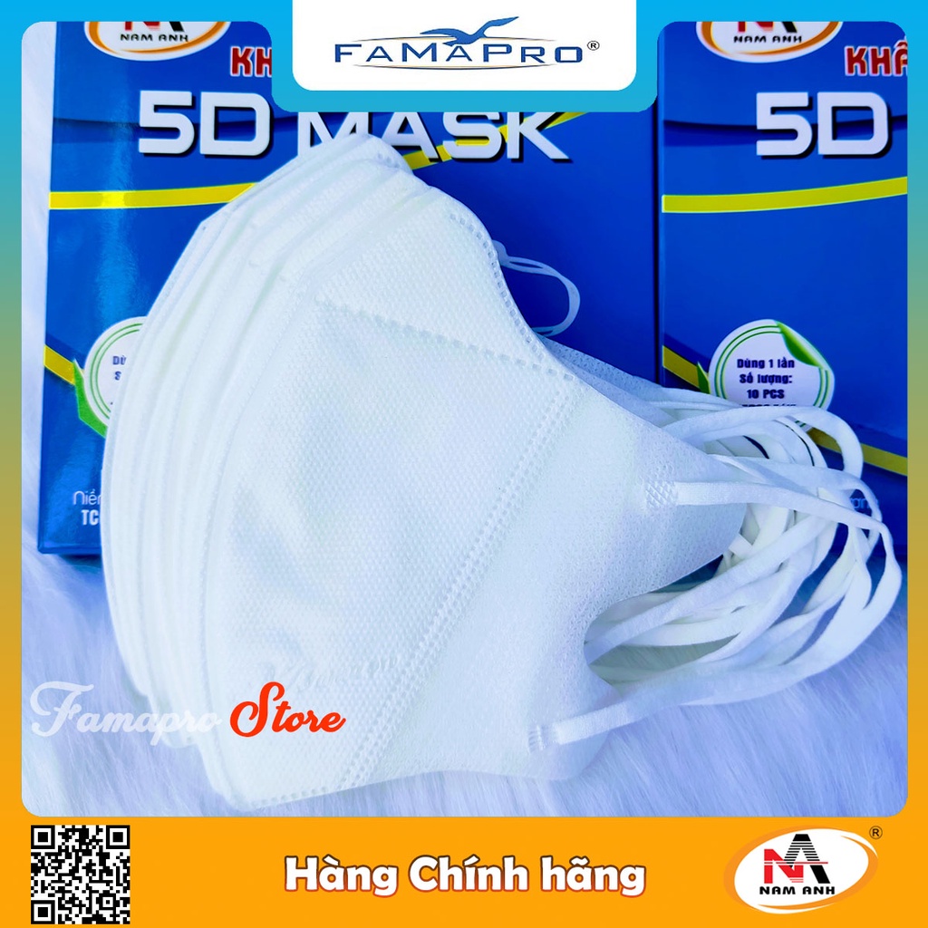 Khẩu trang 5D, Màu Trắng Famapro,5D mask hàng chính hãng Famapro, Mặt nạ, 5D mask đeo ôm mặt, kháng 