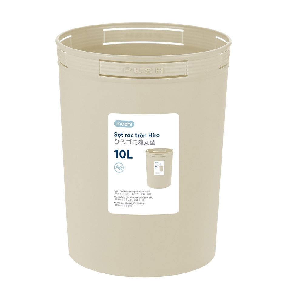 Combo 02 Sọt rác tròn Inochi 10L - ion Ag+ kháng khuẩn khử mùi