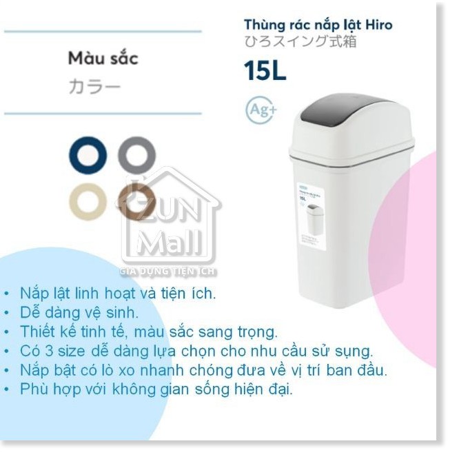 Thùng Rác Nhựa Cao Cấp Nắp Lật 15 Lít Inochi Nhật Bản - Phù Hợp Với Không Gian Sống Hiện Đại