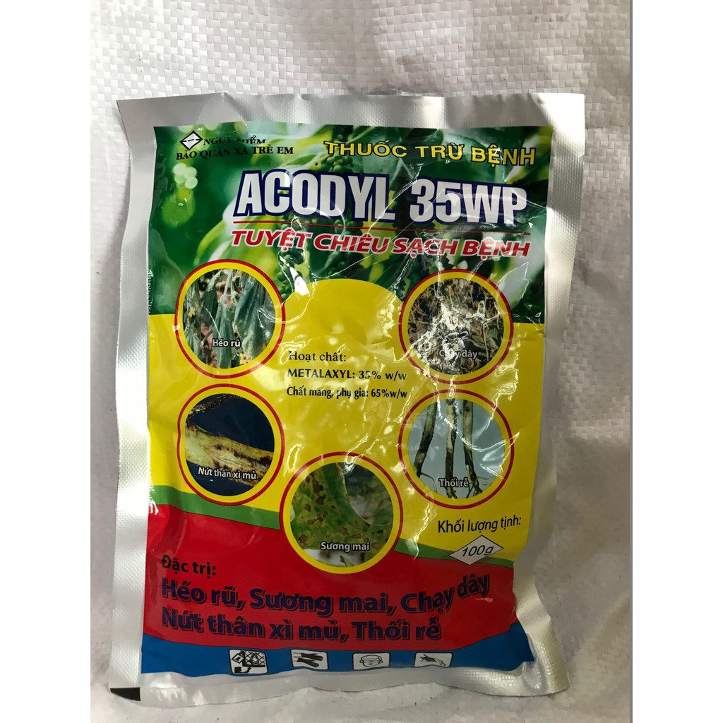 Thuốc Trừ Bệnh ACODYL trừ Héo rủ, Sương Mai, Nứt Thân Xì mủ, Thối Rể 100gr