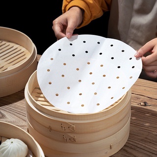 100 Tờ Giấy nến tròn chống dính lót cho nồi chiên không dầu, khuôn làm bánh, lò nướng thịt loại đục lỗ size 22cm