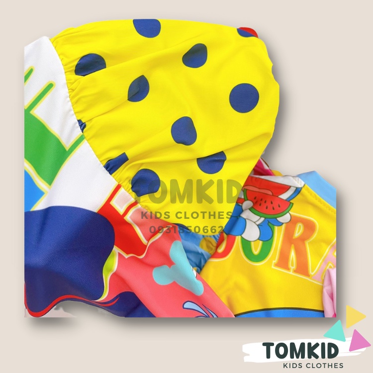 Đầm bé gái, váy đầm chữ A thun lạnh cho bé tay phồng hoạt hình 9-43kg Tomkids