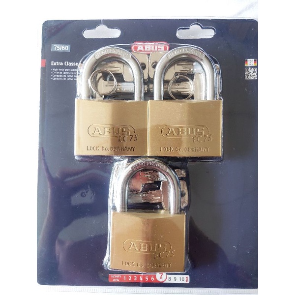[chính hãng]Khóa Đồng ABUS 75/60 Bộ MK3 - BỘ 3 Ổ KHOÁ - KÈM CHÌA CHỦ