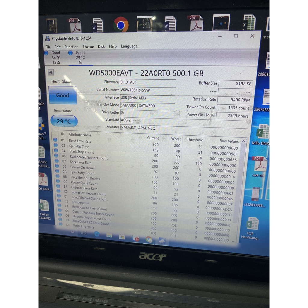 HDD WD Black, Seagate, Toshiba, ... 500GB 2.5 inch  - Sức khỏe 100%