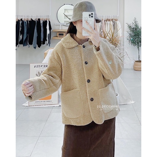 Áo khoác lông mềm dáng rộng siêu ấm áp | BigBuy360 - bigbuy360.vn