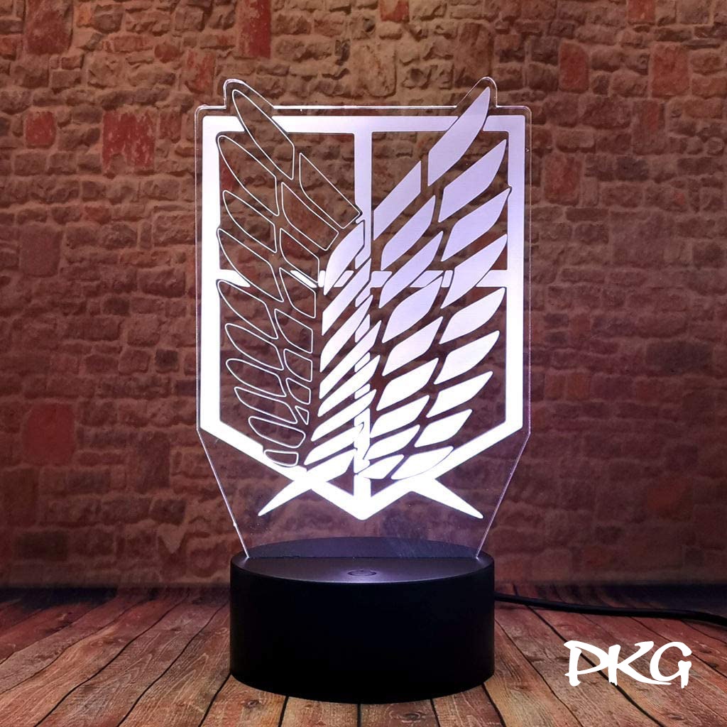 Đèn Ngủ Led 3D Hình ATTACK ON TITAN Quà Tặng Trang Trí cảm ứng có Điều khiển từ xa nháy sáng 16 màu